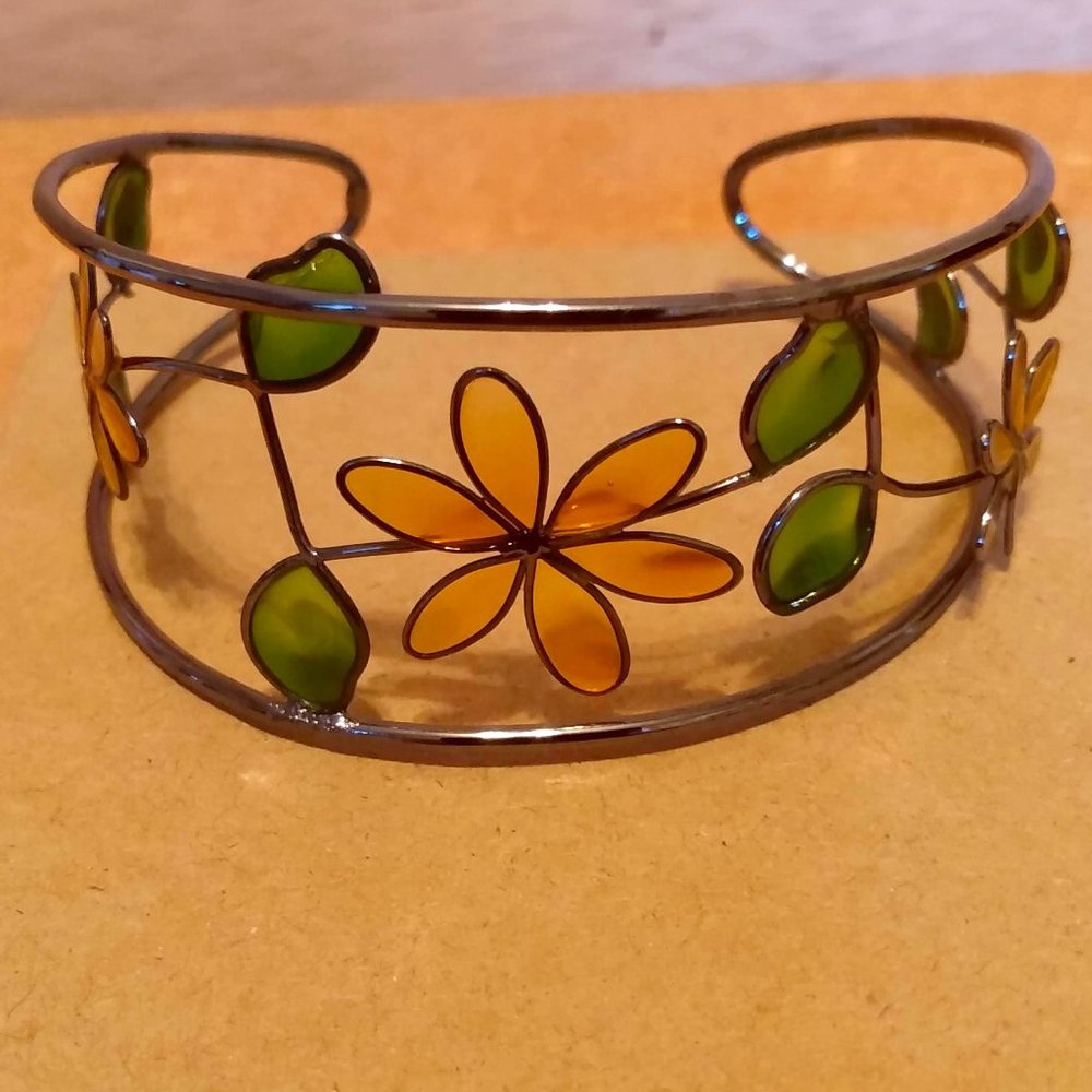 Retro Floral Cuff Bracelet